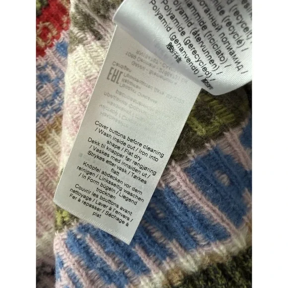 Ganni Multicolor Graphic Knit Cardigan Sweater large - Picture 6 of 7